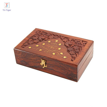 Factory Unique Artisan Traditional Hand Carved Rosewood Jewelry Box