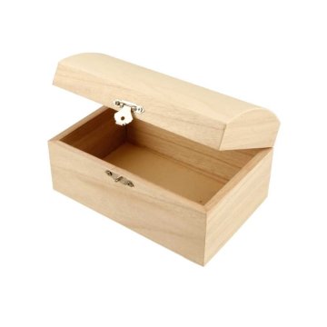 1-Piece Wooden Treasure Chest with Curved Lid and Metal Clasp