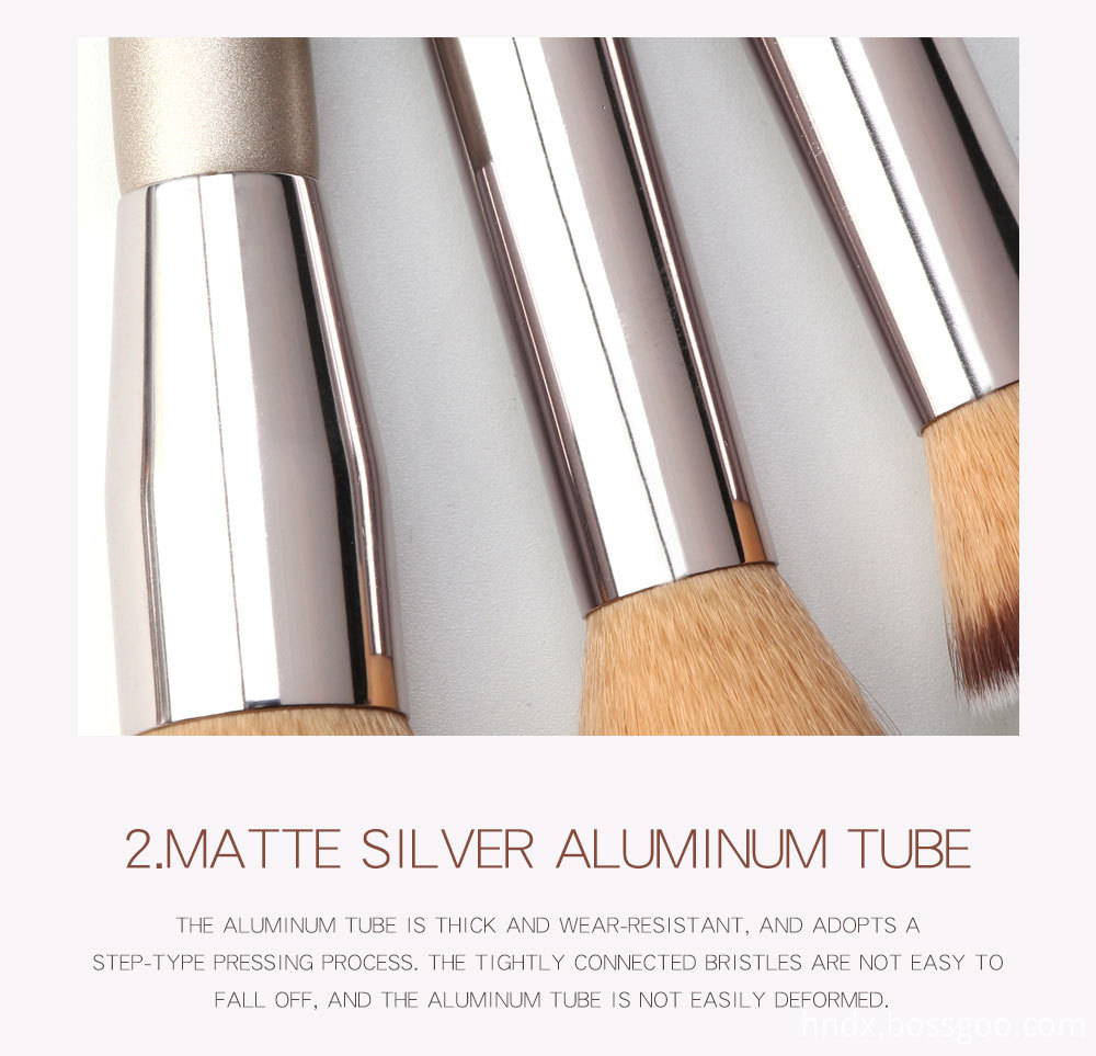 10 Piece Champagne Gold Makeup Brushes -aluminium tube