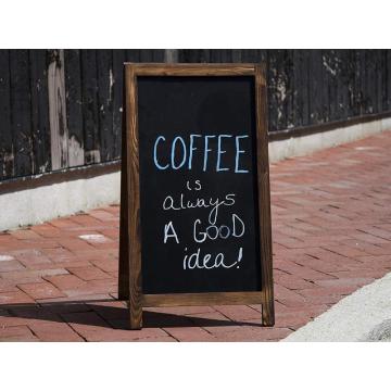 A-Frame Rustic Natural Wood Chalkboard Sign, Double Sided Advertisement Display Sign