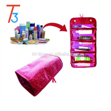 Toiletry Travel Bag Case - Roll up Organizer: Cosmetics, Jewelry, Accessories, Electronics