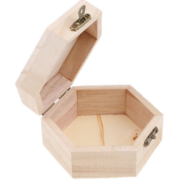 unfinished mini wooden jewelry box case woodworking art hexagonal