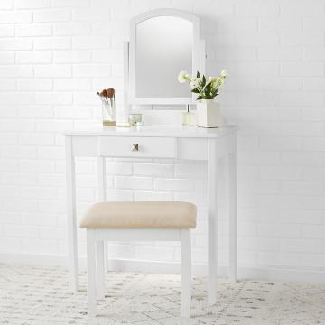 Small White Vanity Set with Stool