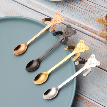 Metal cute coffee spoon bear shaped stirring spoon
