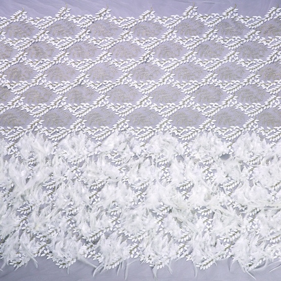 Luxury Beaded Wedding Lace Fabric Handwork