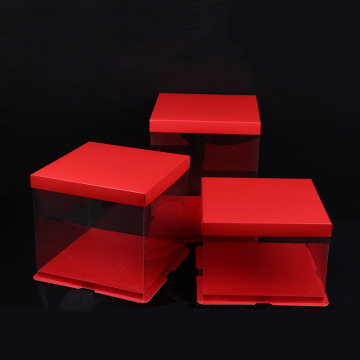 Red clear plastic cake box
