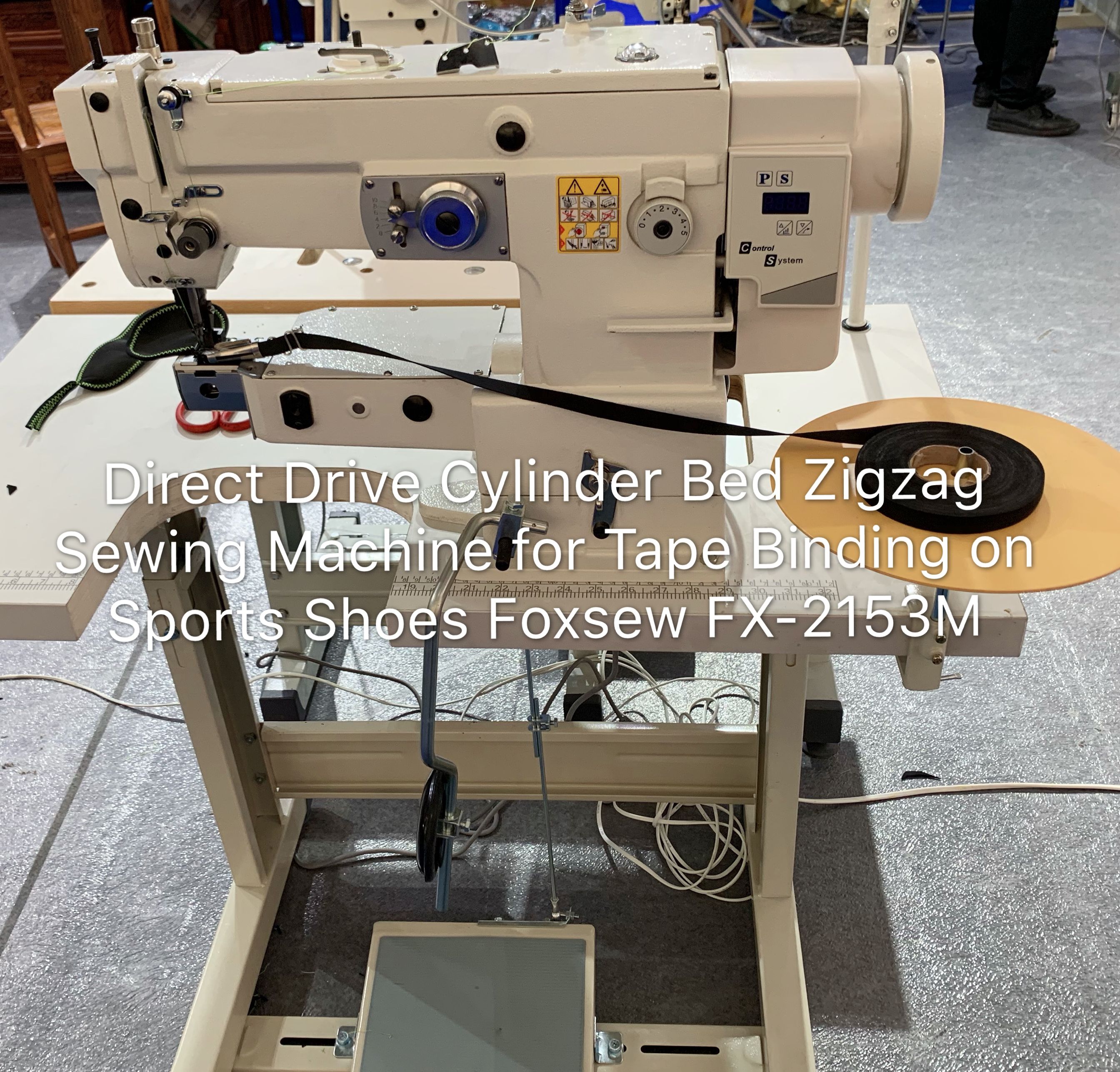 Direct Drive Cylinder Bed Zigzag Sewing Machine for Tape Binding on Sports Shoes Foxsew FX-2153M