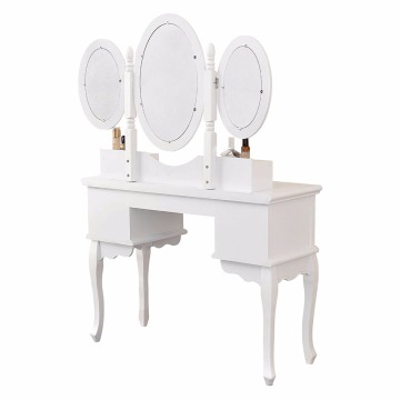 Dressing table stool 3 folding makeup dresser with mirror
