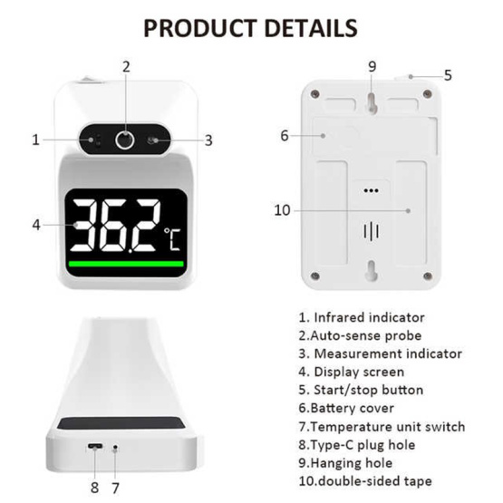 Wholesale Price Automatic Scanner Wall Mounted Digital Thermometer with Digital LCD display