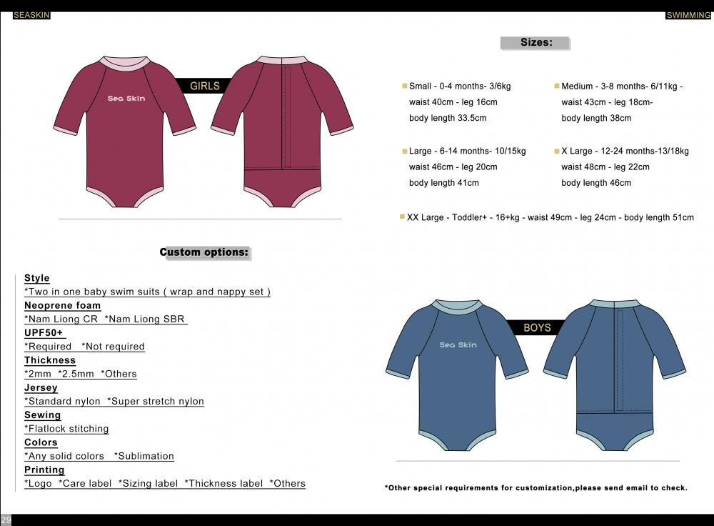 Seaskin Baby All In One Swim Wetsuit Size Chart