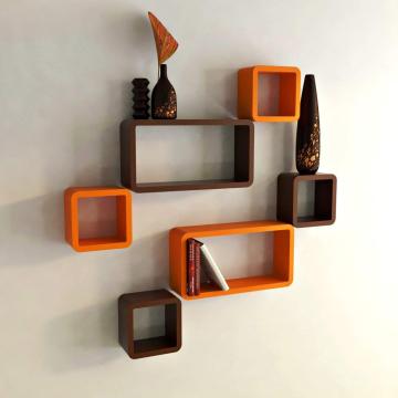 Wall Shelf Set of Six Cube Rectangle Designer Wall Rack Shelves
