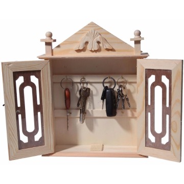 Wall mounted Key Organizer / Key Cabinet - Natural Wood Key Storage Cabinet