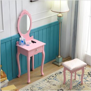 Luxury design one drawer simple mirrored dressing table with stool