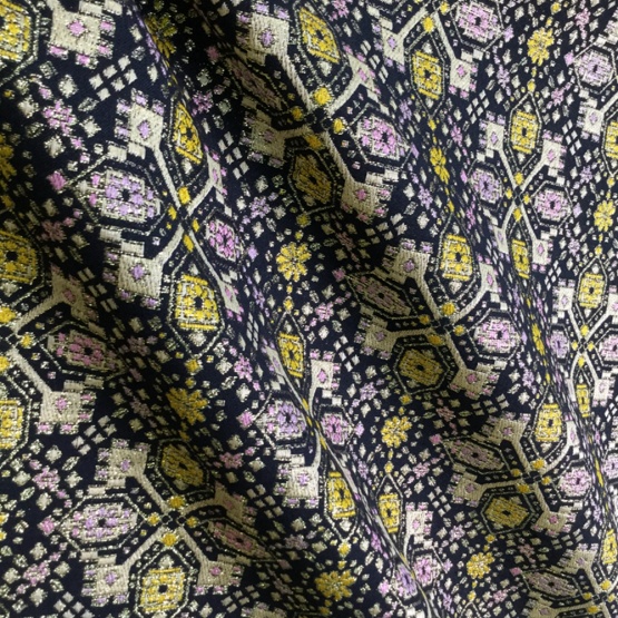 Black Gold Double Kind Jacquard Brocade Fabric