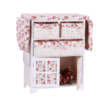 ironing board table wooden cabinet with storage wicker drawer