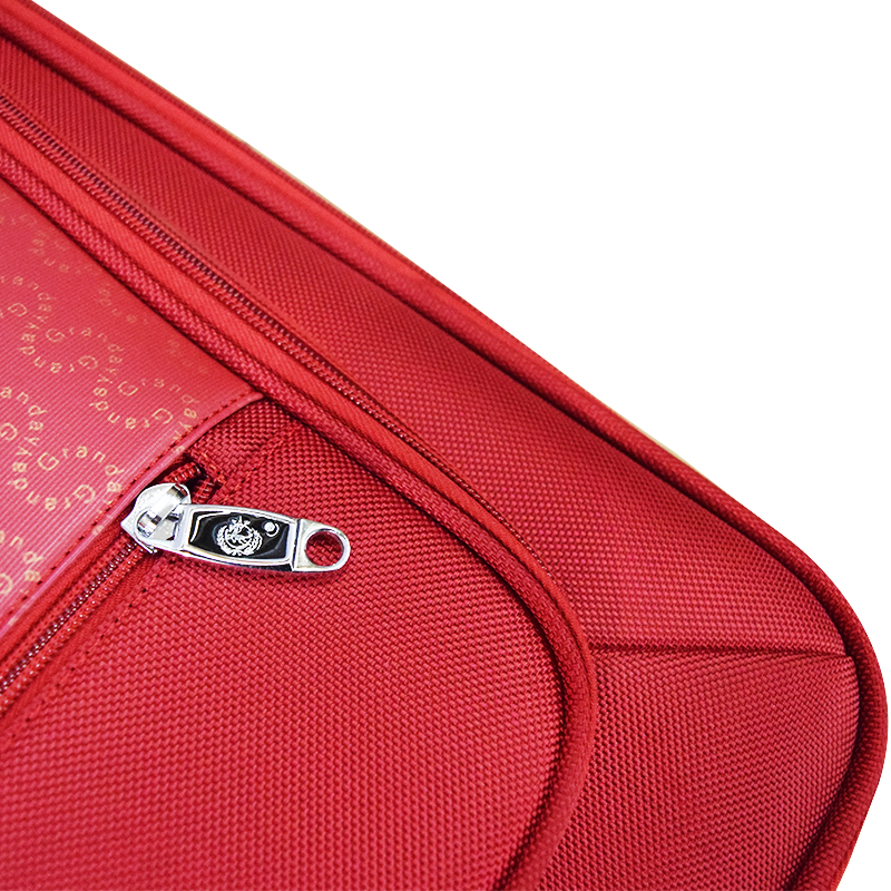Red spinner luggage