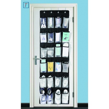 Large Sturdy Shoes Storage Over the Door Shoe Organizer with 24 Hanging Mesh Pockets