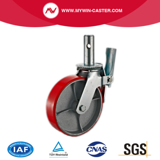 Total Braked Red PU Scaffolding Wheels Caster