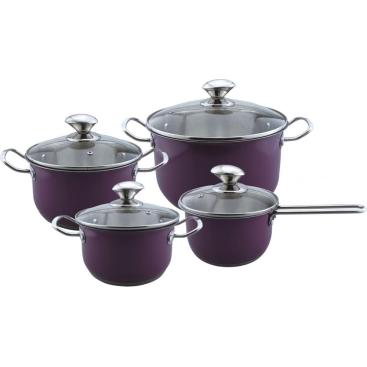 8pcs purple painting cookware set