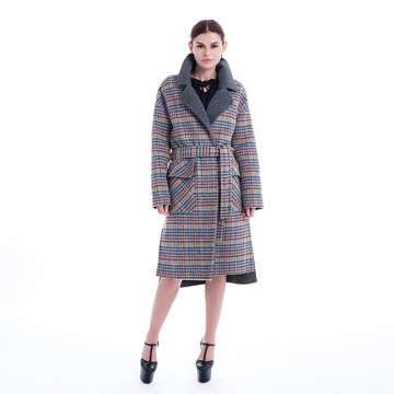 Plover check thin cashmere coat