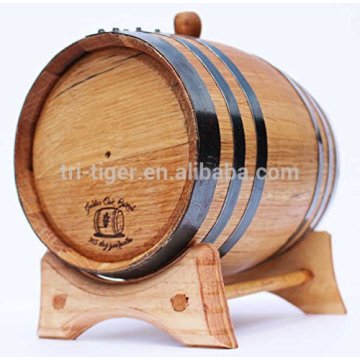 2 Liter Whiskey Oak Barrel with Black Steel Hoops
