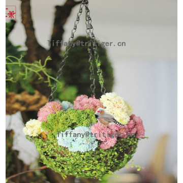 Green natural straw bird nest for garden decoration