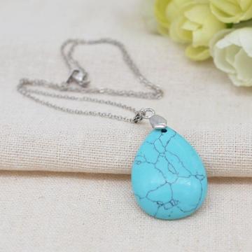28x35MM Turquoise Waterdrop Pendant Necklace