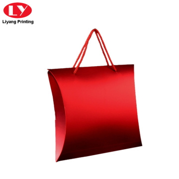 Glossy red pillow box packaging for gift packaging
