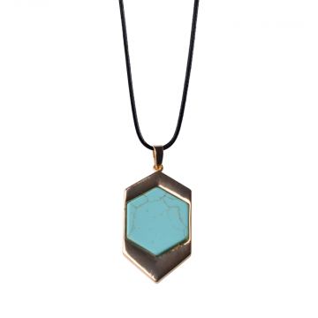 Turquoise Six Prism Pendant Plated Gold Jewelry