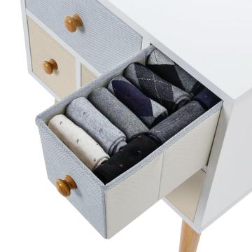 Nightstand with 4 Fabric Drawers, Unique Modern Design Bedroom Side Table Bedside End Table