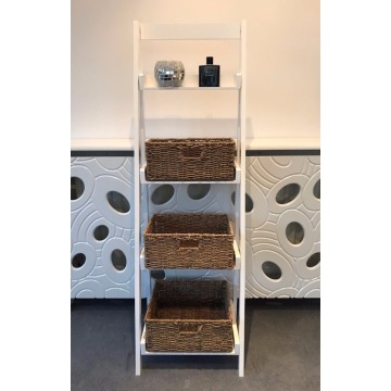 Shabby Chic Wicker Baskets 4 Tier Ladder Shelf Display Stand Storage Shelves