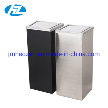 High Quality Stainless Steel Square Trash Bin with Swing Lid, Dustbin