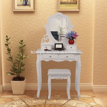New design hot sale cheap wood dressing table with stool morden dresser