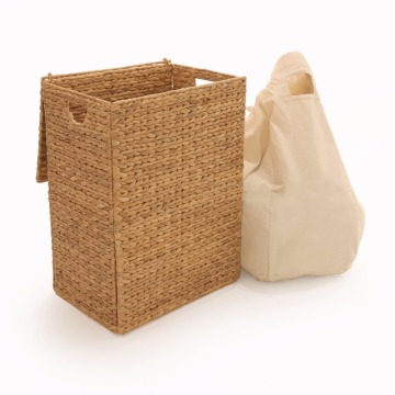 Hand-Woven Water Hyacinth Oval Double Hamper
