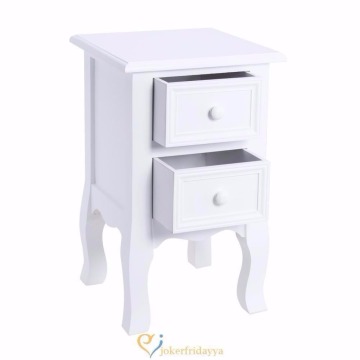 Pair Of White Shabby Chic Bedside Table 2 Drawer Storage Cabinet Nightstand Unit