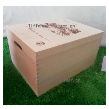 Wholesale luxury square shape single bottle packaging pine wooden wine boxes