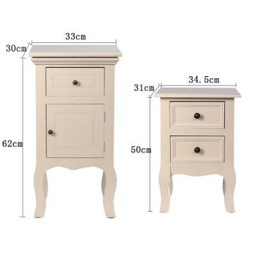 White ivory wooden bedside table cabinet 2 drawers night stand