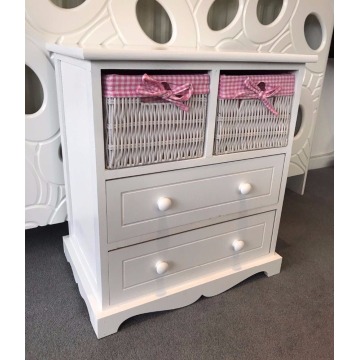 White Chest Drawers Storage Unit Wicker Baskets Pink Girls Furniture Shabby Chic