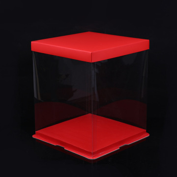 Red clear plastic cake box