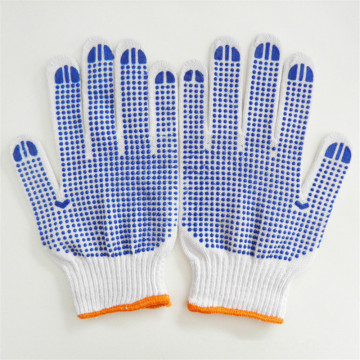 Hot Sale Navy Blue Knitted PVC Dotted Glove