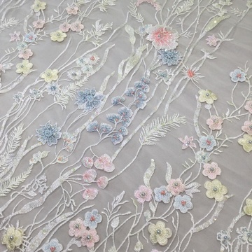 Bridal Lace Fabric Handwork Beaded Embroidery Fabric