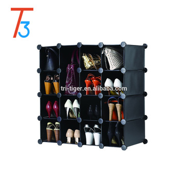 Black folding PP shoe rack bedroom hanging wardrobes cub organizer