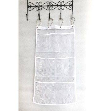 Quick Dry Hanging Caddy and Bath Organizer with 6-pocket, Hang on Shower Curtain Rod Liner Hooks Shower Organizer Mesh Shower Ca
