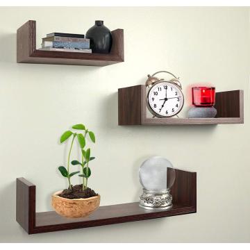 Rustic Wooden U shape Wall mounted floating shelf shelves
