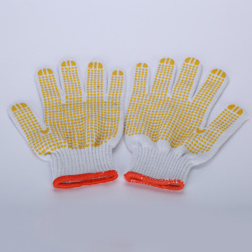 Yellow Safety Dotted Working Cotton Knitted Gloves