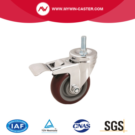 Medium Duty Threaded Stem PVC Caster with Brake