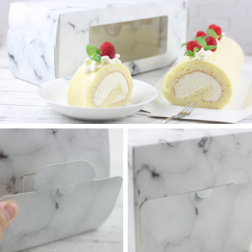 Marble pattern swiss roll cake box wholesale