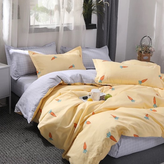 Printed Polyester Duvet Cover Bedsheet Bedding Set