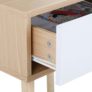 White Brown Walnut bedside Table Solid Wood Legs Nightstand Storage Drawer
