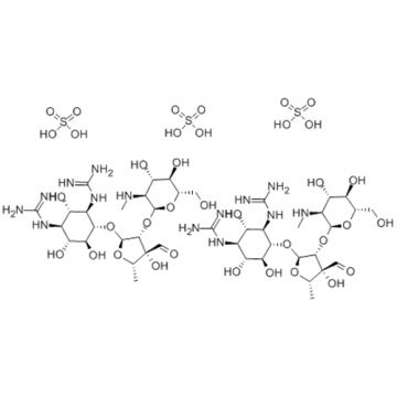 D-Streptamine,O-2-deoxy-2-(methylamino)-a-L-glucopyranosyl-(1®2)-O-5-deoxy-3-C-formyl-a-L-lyxofuranosyl-(1®4)-N1,N3-bis(aminoiminomethyl)-, sulfate (2:3) CAS 3810-74-0
